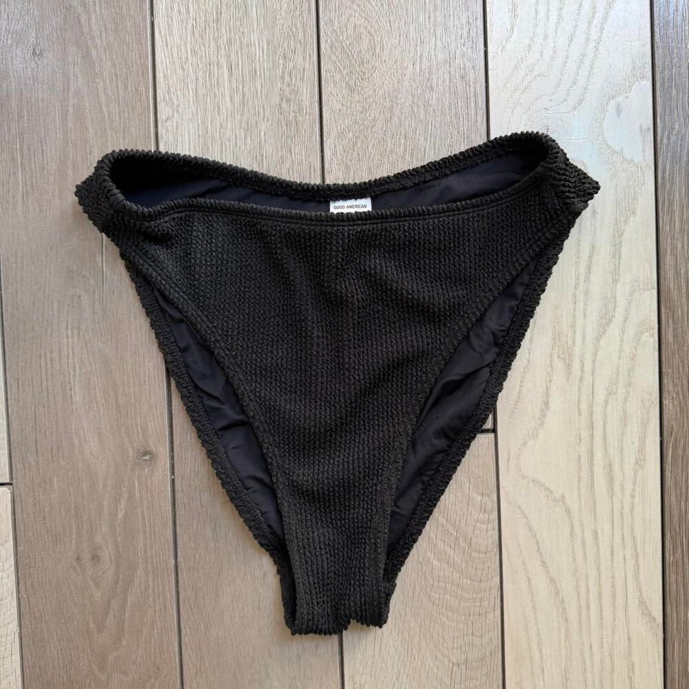 Good American Crinkle Bikini Bottom Black S/M